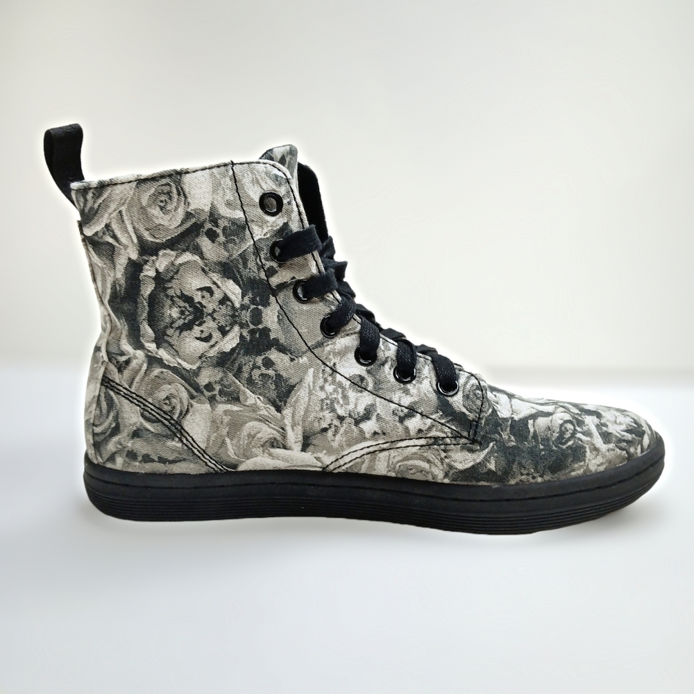 Dr. Martens Hackney Black and White Canvas Boots NWOT